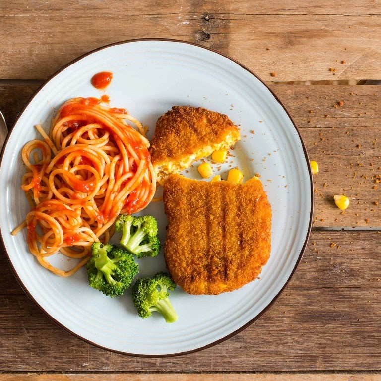 שניצל תירס טבעול &quot;המון חלבון&quot; עם פסטה אדומה שילדים אוהבים