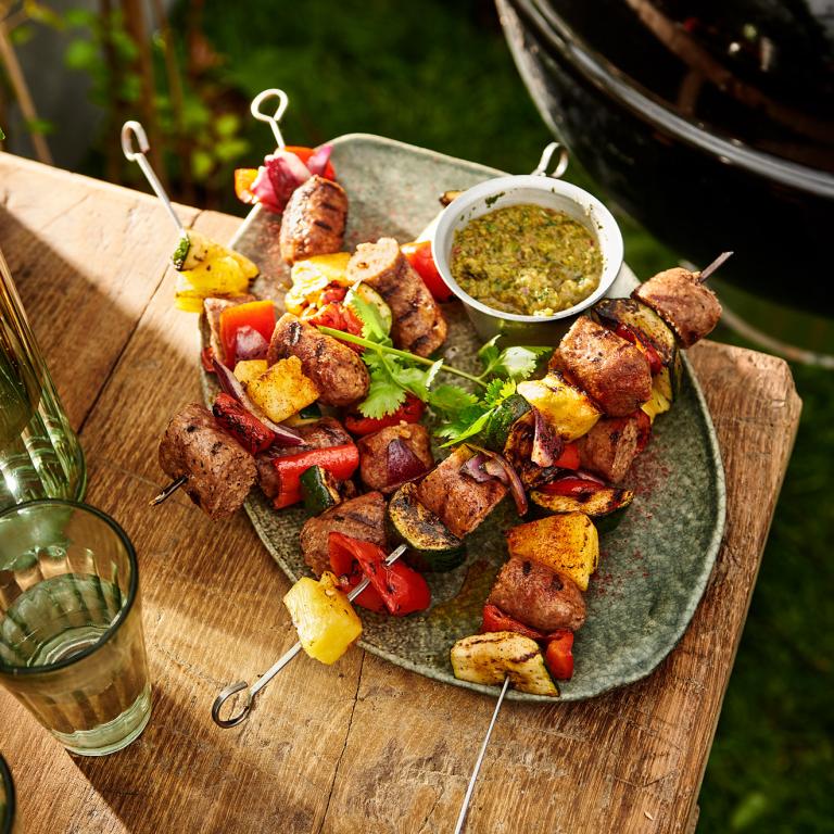 BBQ Sausage Pineapple Skewers